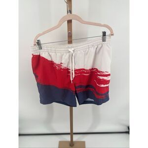 Chubbies Men’s 5.5 Inch Swim Short Size Large Red White Blue Pockets